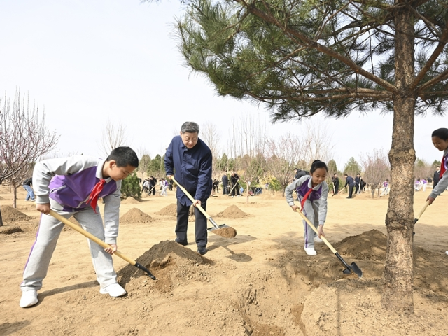 习近平在参加首都义务植树活动时强调：为山川大地增添锦绣 让中国式现代化底色更加亮...